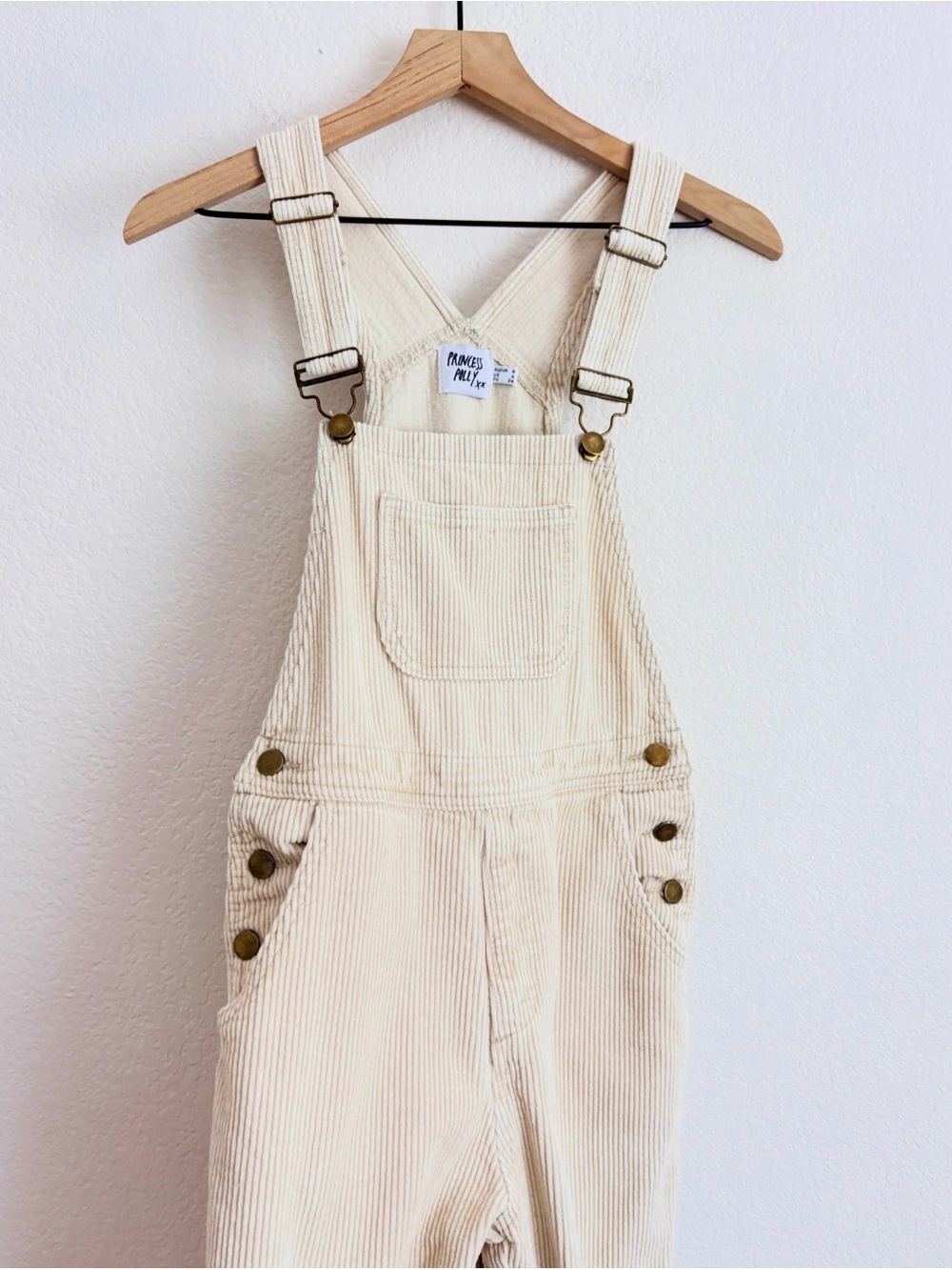 Princess Polly Cream Corduroy Overalls
